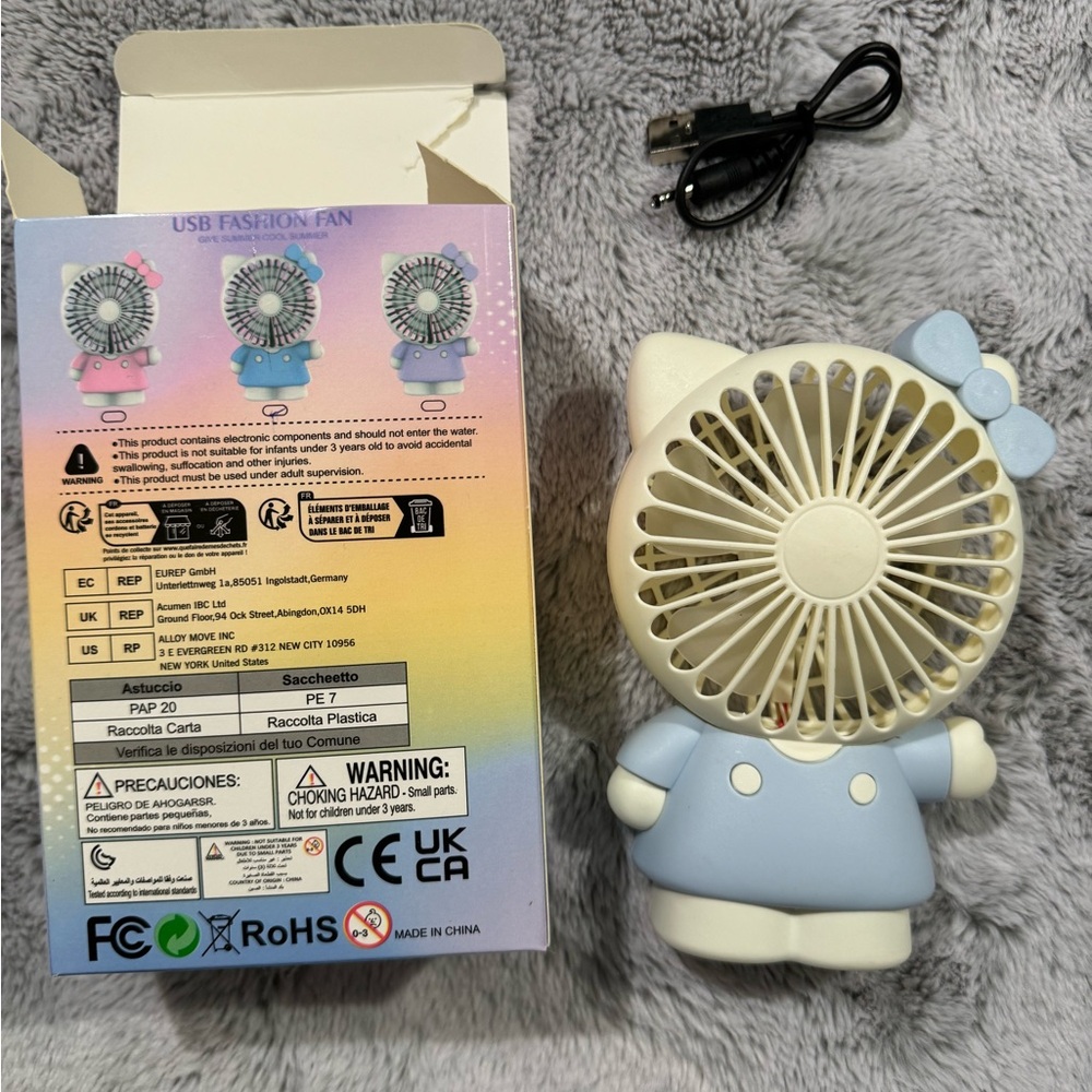 Hello kitty usb recharging fan